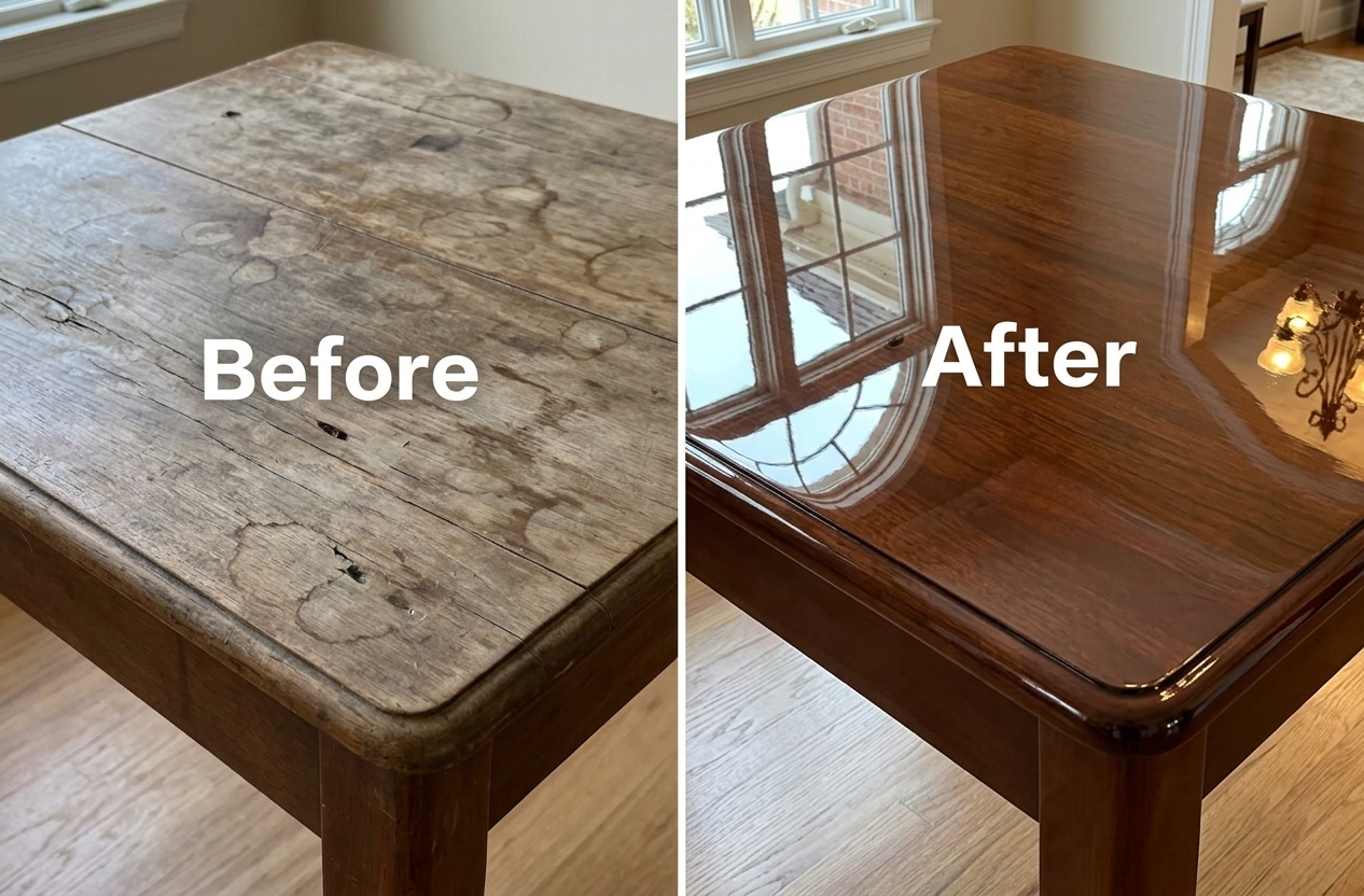 varnish before after